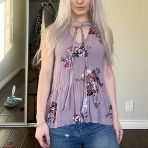Purple Floral Tank Top